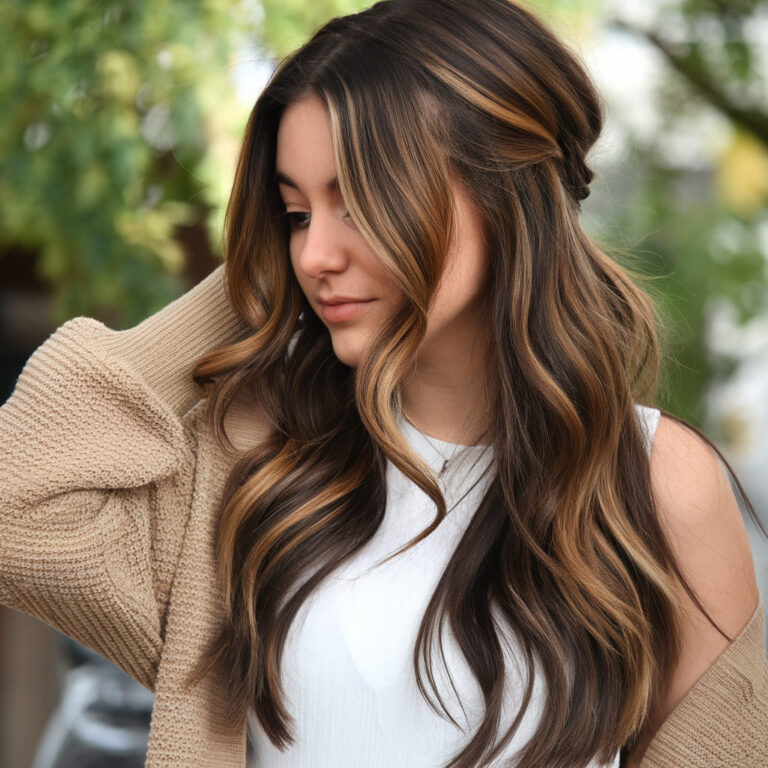 Hairstyle With Caramel Highlight