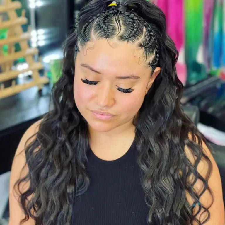 10 Chic and Classy Hairstyles for Women With Long Hair 11 Braided Black Hair With With Wavy High Pony