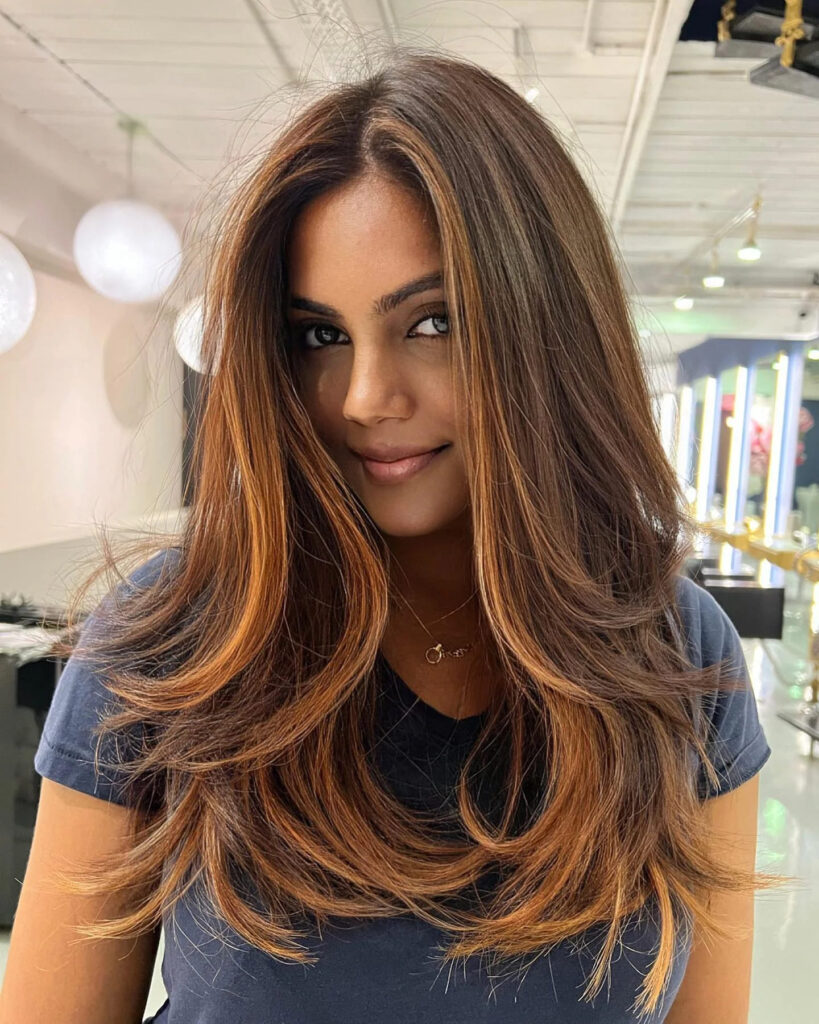 10 Fiery Chestnut Hair Color Ideas 11 Chestnut Face Framing Highlights on Layered Hair