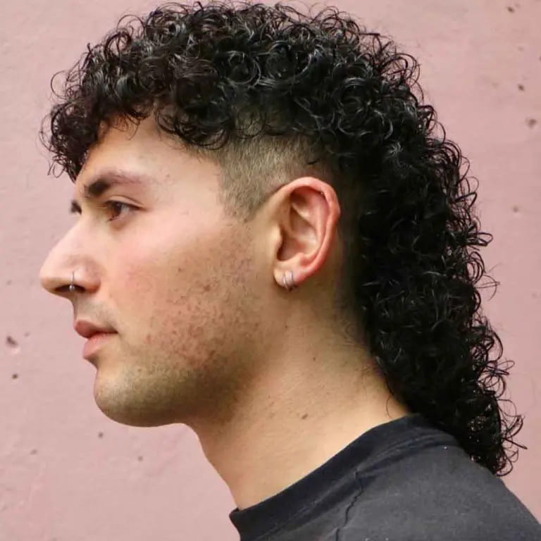 10 Stylish Wolf Cut Ideas For Men 2 Curly Wolf Cut with Bangs and Undercut