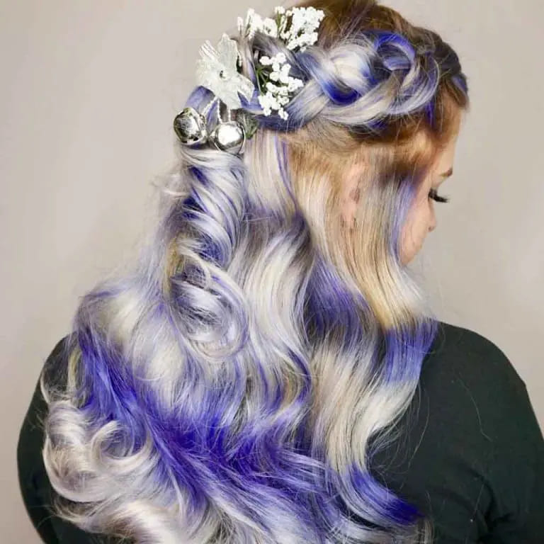 10 Christmas Hairstyles for You to Rock This Christmas. 11 Decorated Silent-Night-Inspired Blue Orchid and White Balayage on Long Wavy Hair