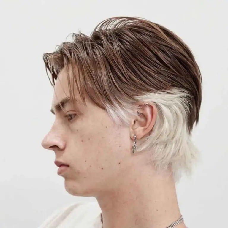 10 Stylish Wolf Cut Ideas For Men 7 Duo-Toned Wolf Cut on Straight Hair