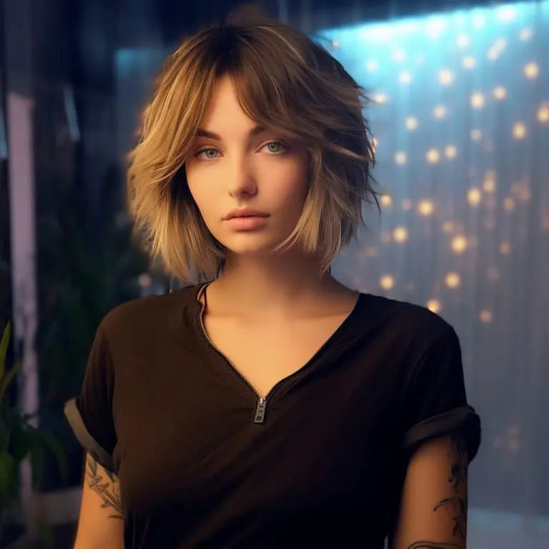 12 Short Wolf Cuts With Curtain Bangs 12 Fall Bronde Balayage Short Edgy Wolf Cut With Extended Curtain Bangs