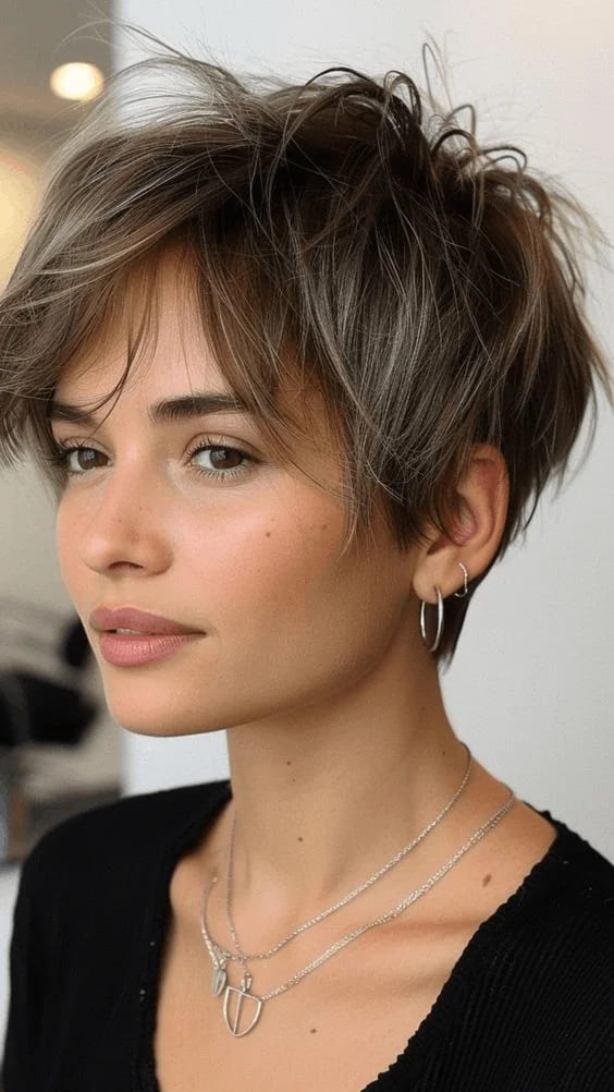 12 Short Hairstyles for Thin Hair 11 Feathered Pixie