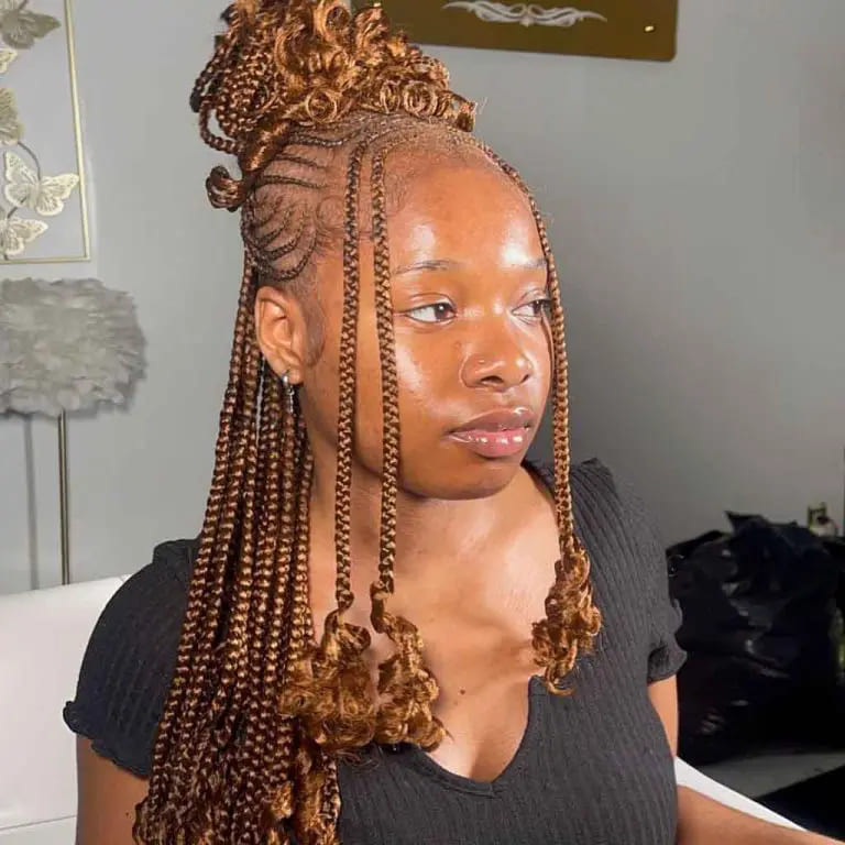 10 Mesmerizing Fulani Braids to Stun Everyone 2 Freestyle Fulani Braids With Curled Ends