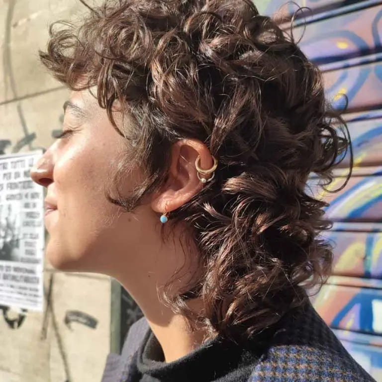 10 Brown Wolf Cut Ideas for Women to Elevate Your Style! 4 Gingerbread Brown Short Curly Mullet Wolf Cut