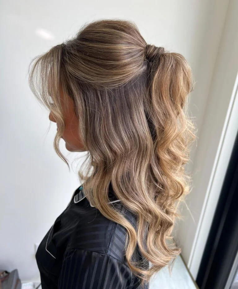 12 Stunning Hairstyles for Bridesmaids 12 Half-Up Ponytail on Bronde Hair