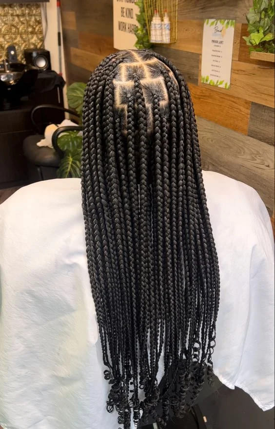 12 Knotless Braids Hairstyle ideas 13 Jumbo Knotless Braids with Curly Ends