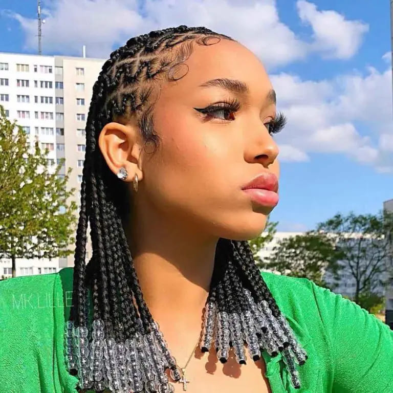 10 Stunning Hairstyles for Black Women 5 Knotless Zig Zag Braids With Beads