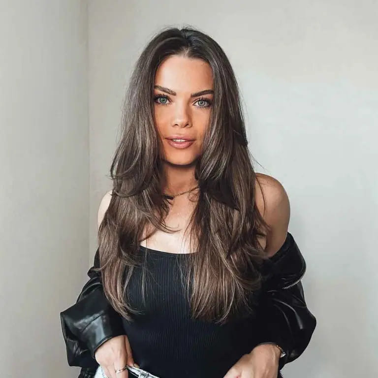 10 Stylish Haircuts for Long Haired Women 7 Layered Dark Brown Long hair With Face Frames