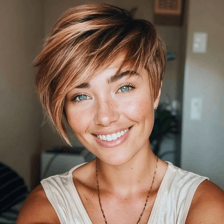 12 Short Hairstyles for Thin Hair 13 Layered Pixie with Bangs