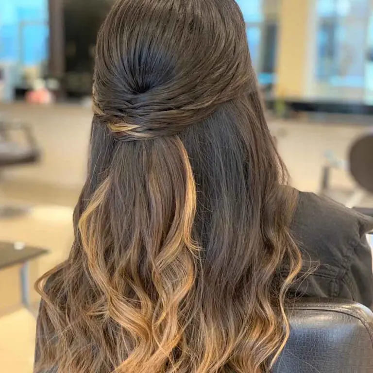 10 Chic and Classy Hairstyles for Women With Long Hair 10 Long Brown Wavy Hair With Updo and Blonde Highlights