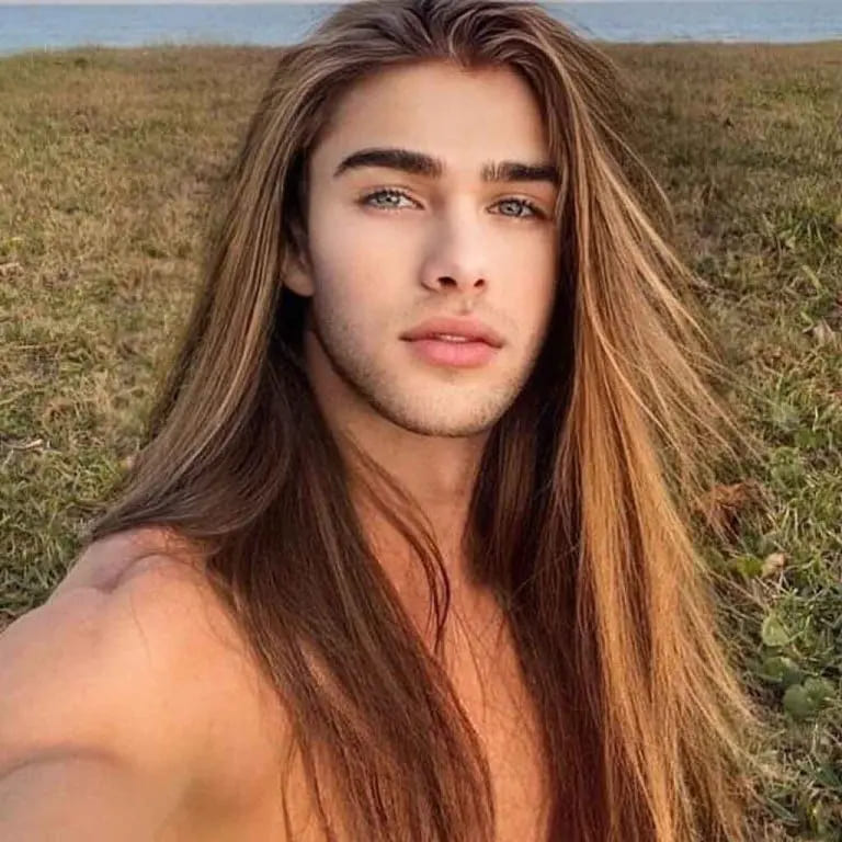 10 Haircuts for Long-Haired Men 5 Long Choppy Brown Hair With Blonde Highlights
