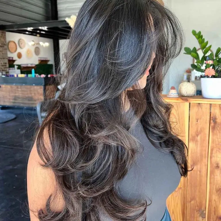 10 Stylish Haircuts for Long Haired Women 2 Long Dark Brown Roller Set Blow Out Hair