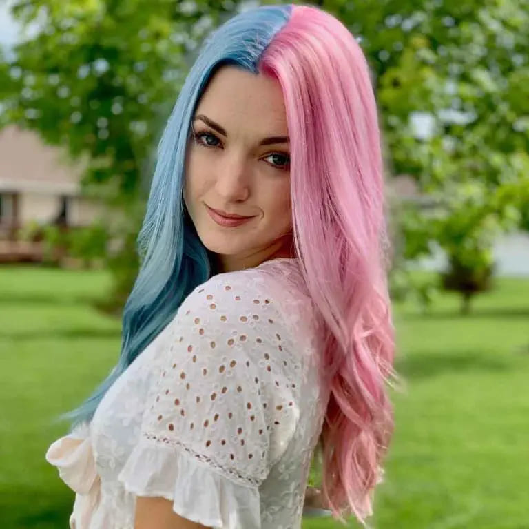 16 Gemini Hair Color Ideas to Embrace Dual-Toned Brilliance 3 Long and Straight Cotton Candy Gemini Hair