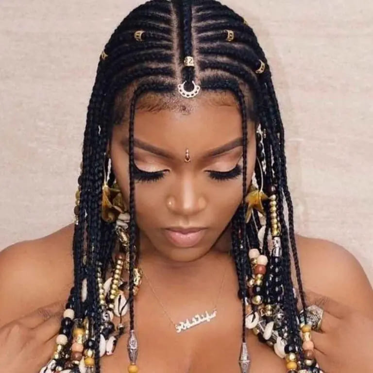 10 Mesmerizing Fulani Braids to Stun Everyone 6 Medium Fulani Braids With Beads
