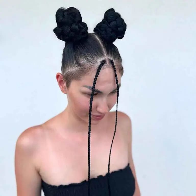 10 Elegant and stylish Braid Hairstyles 3 Mickey Mouse Style Braided Buns With Baby Braids