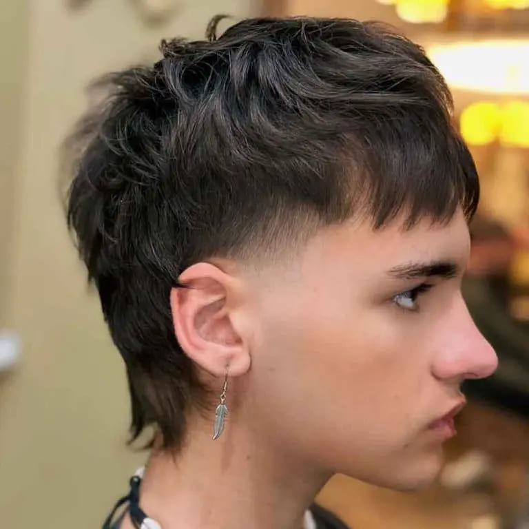 10 Stylish Wolf Cut Ideas For Men 9 Modern Mullet Wolf Cut With Skin Fade
