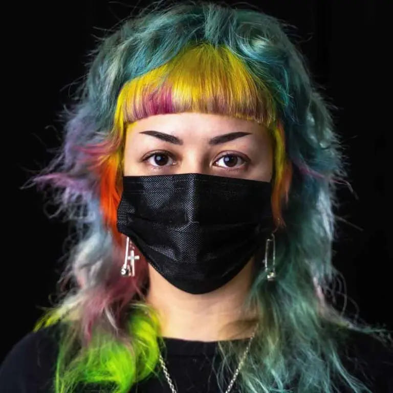 10 Edgy and Stylish Soft Mullet Hairstyles 3 Punk Style Multi-Colored Soft Shag Mullet With Blunt Bangs