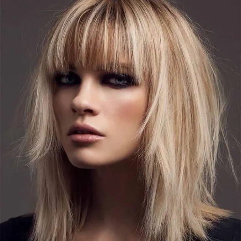 10 Beautiful Blonde Wolf Cut With Bangs 5 Straight Blonde Wolf Cut With Choppy Bangs