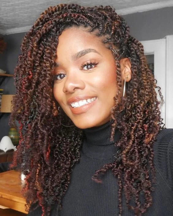 10 Twist Braids Hairstyle Ideas 6 Twist Braids with Curls