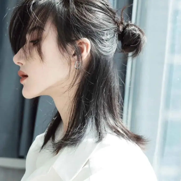 12 Stunning Korean Hairstyles for Women 8 K-Pop Style Half-Up Half-Down Hair With Bun