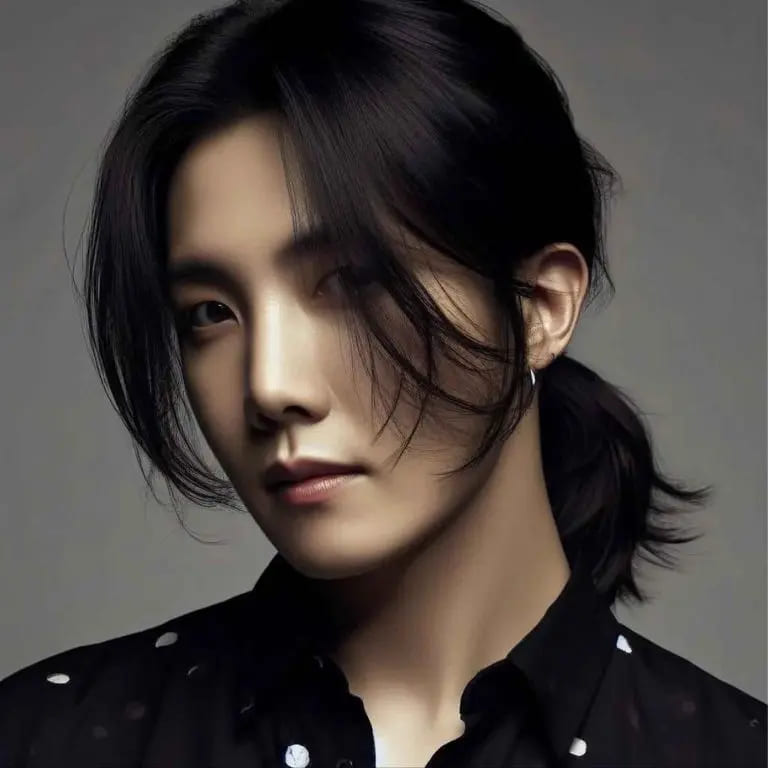 10 Stylish Korean Hairstyles for Men 11 Korean Style Black Hair With Pony and Curtain Bangs