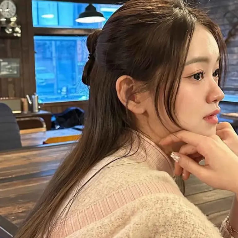 12 Stunning Korean Hairstyles for Women 13 Long Brown Half-Up Half Down Straight Hair