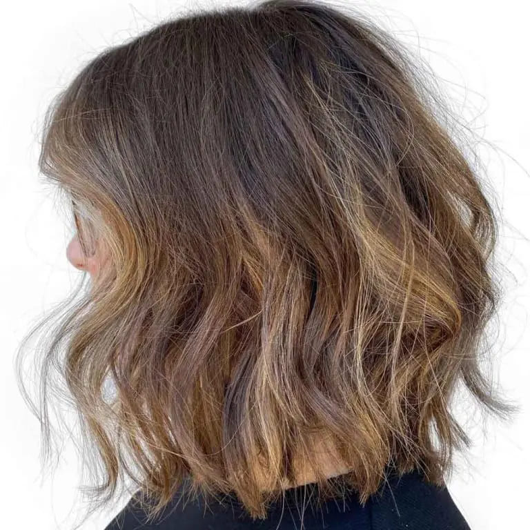 11 Best Hairstyles With Caramel Highlights 3 Messy Wavy Bob Cut With Caramel Balayage