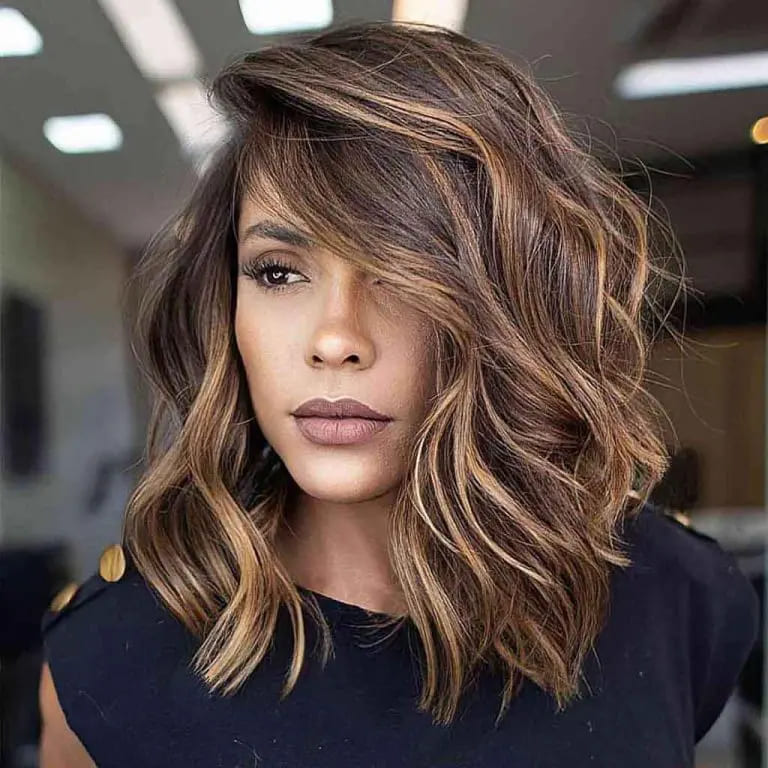 11 Best Hairstyles With Caramel Highlights 12 Mocha Brown Extended Bob With Caramel Highlights