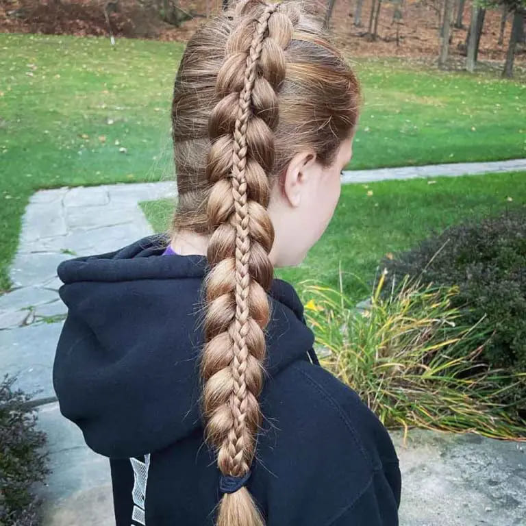 12 Gorgeous Dutch Braid Hairstyles 9 Stacked Dutch Braid on Long Brown Hair
