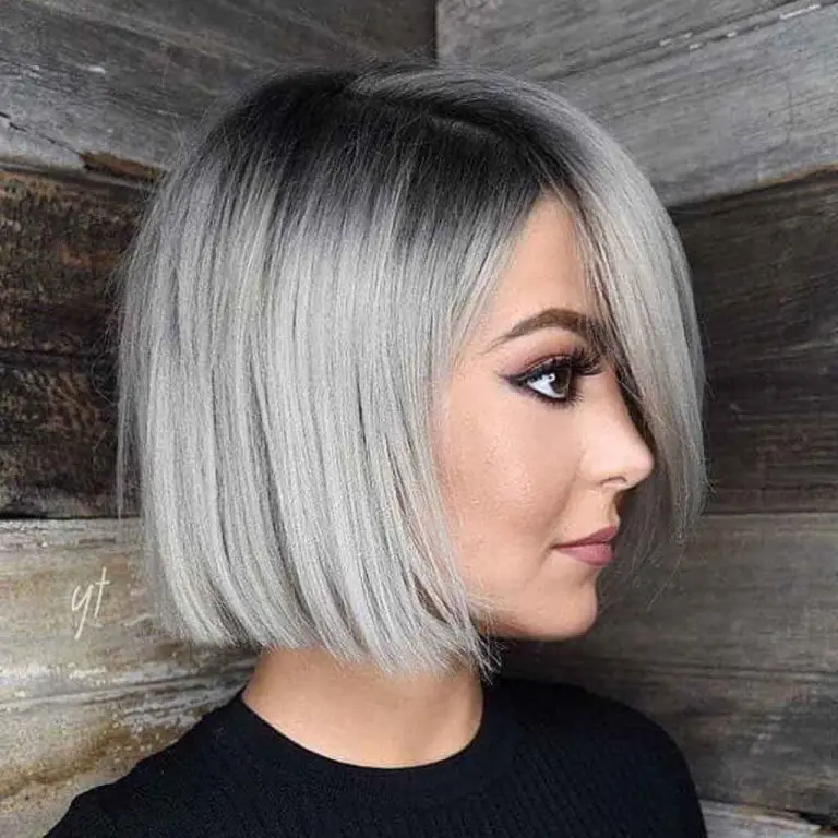 12 Shining Hairstyles With Silver Highlights 10 Bob Cut With Light Grey Highlights