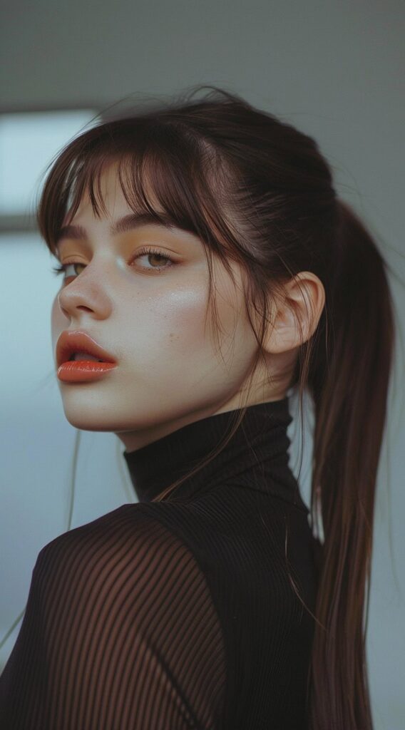 27 Bottleneck Bangs Long Hair Styles: Flattering Ideas for Every Face Shape 17 1777 2