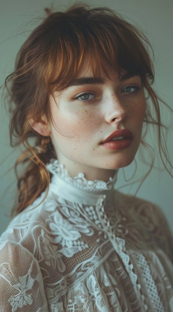 27 Bottleneck Bangs Long Hair Styles: Flattering Ideas for Every Face Shape 18 1888 3