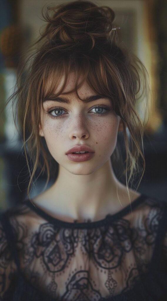 27 Bottleneck Bangs Long Hair Styles: Flattering Ideas for Every Face Shape 21 2111 2