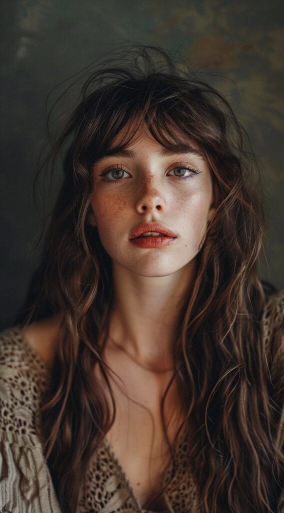 27 Bottleneck Bangs Long Hair Styles: Flattering Ideas for Every Face Shape 3 33 3