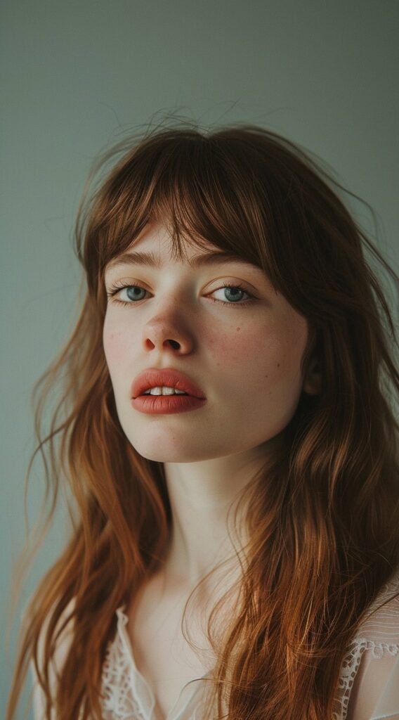 27 Bottleneck Bangs Long Hair Styles: Flattering Ideas for Every Face Shape 6 6 2