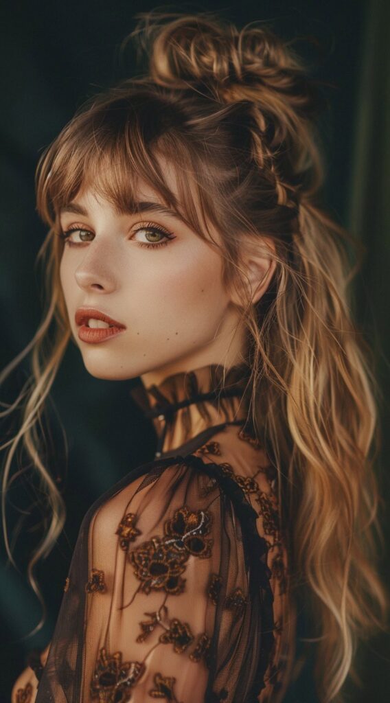 27 Bottleneck Bangs Long Hair Styles: Flattering Ideas for Every Face Shape 7 7 1