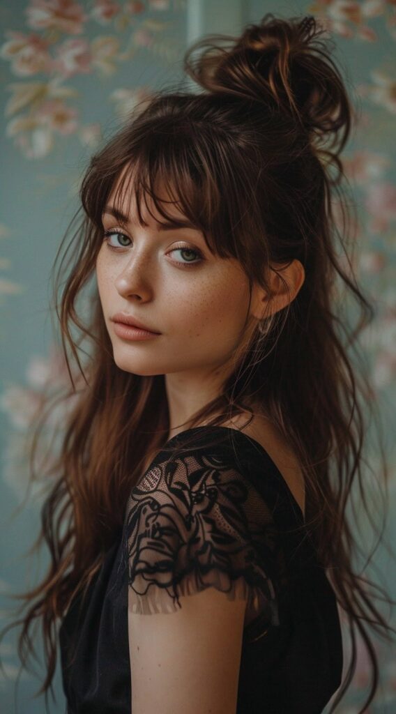27 Bottleneck Bangs Long Hair Styles: Flattering Ideas for Every Face Shape 8 888