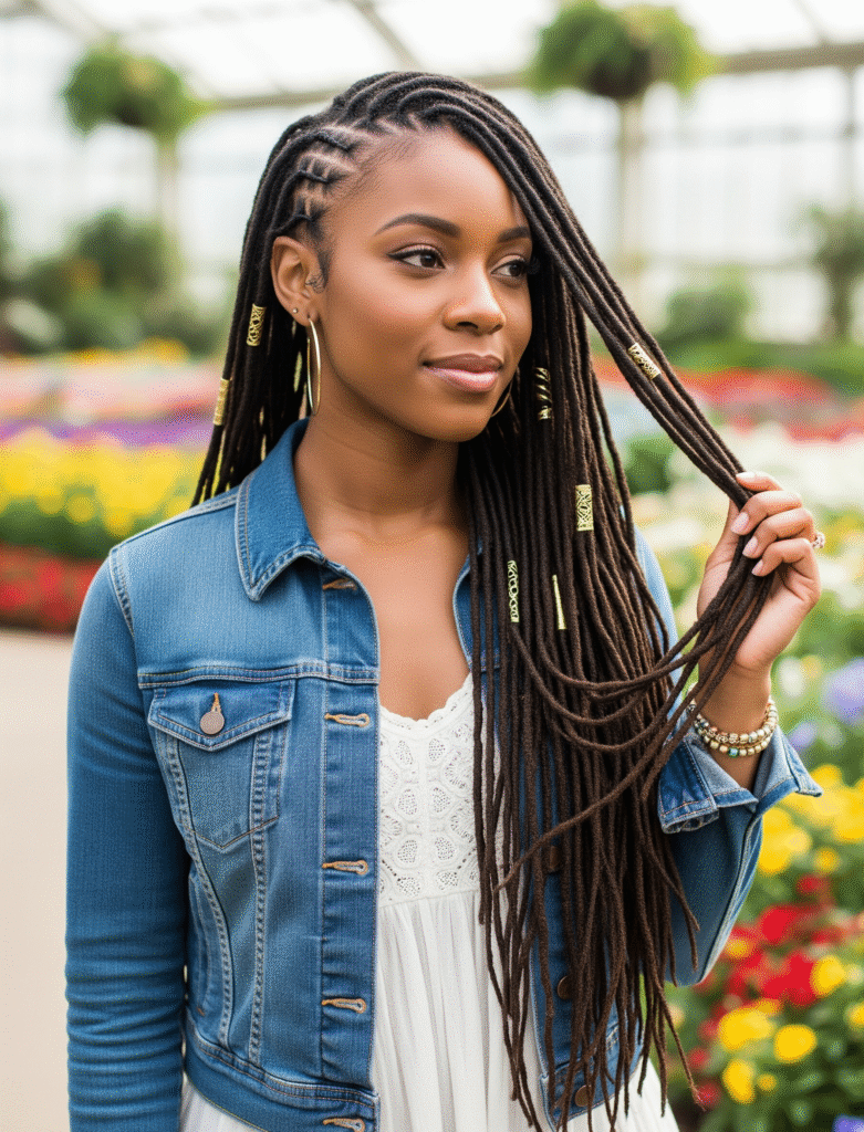 15 Thin Locs Hairstyles 2 Accessorized Long Thin Locs for More Depth and Dimension 1