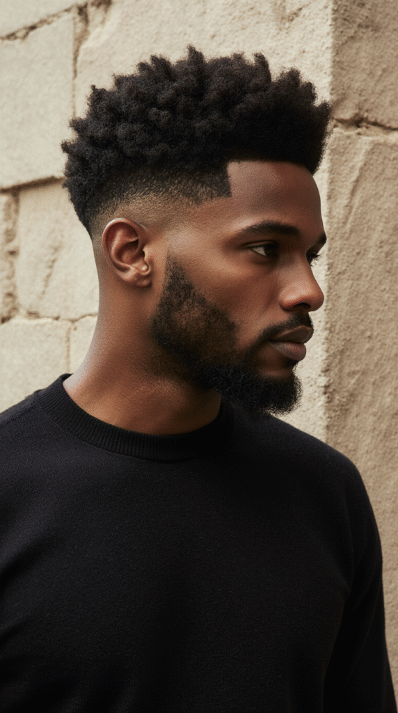18 Curly Hairstyles for Men with Fade 18 Afro Fade with Sharp Line Up