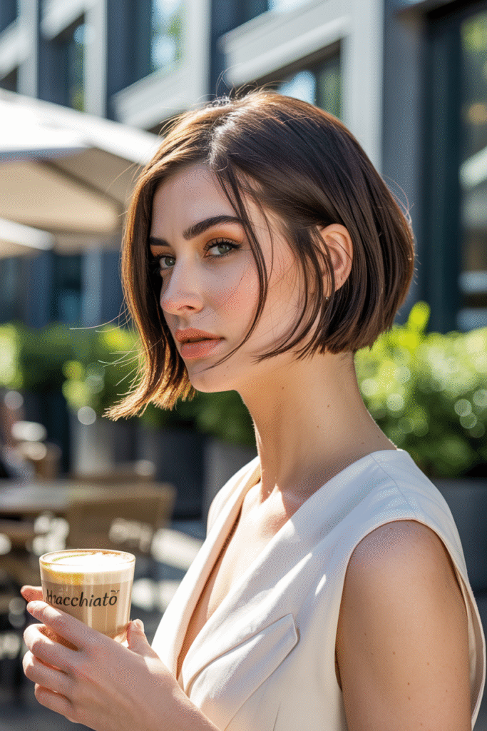 19 Flawless Fine Hair with Bangs Hairstyles 19 Angled Bob with Tapered Ends