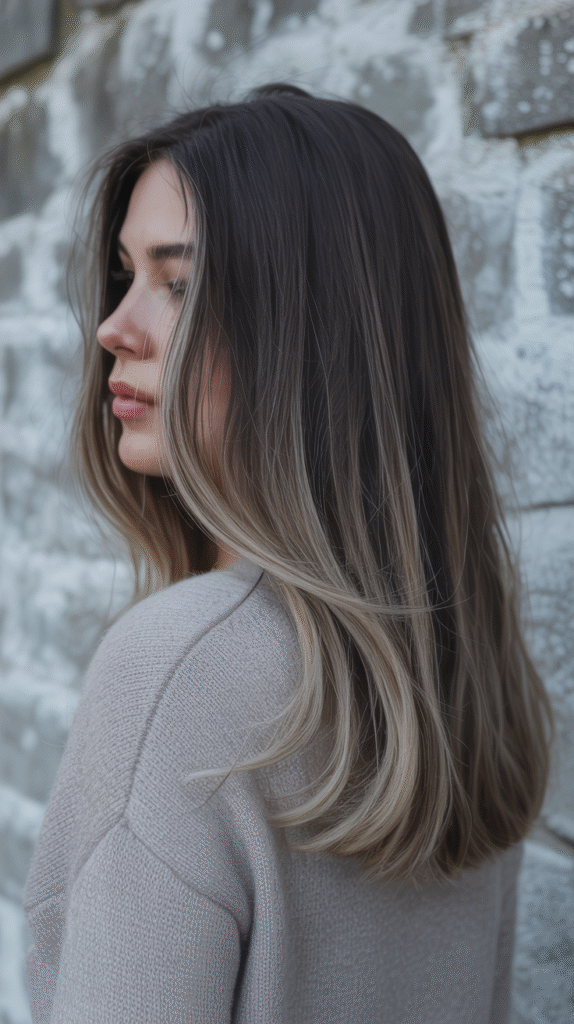 19 Winter Highlights for Brown Hair 19 Ash Blonde Balayage on Dark Brown
