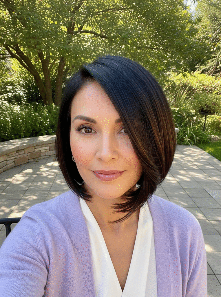 20 Mid Length Hairstyles Over 40 1 Asymmetrical Bob 1