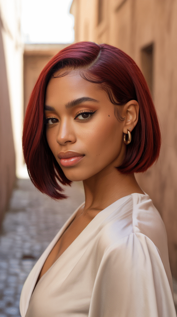 10 Red Bob Hairstyles for Black Women 2 Asymmetrical Bob 3