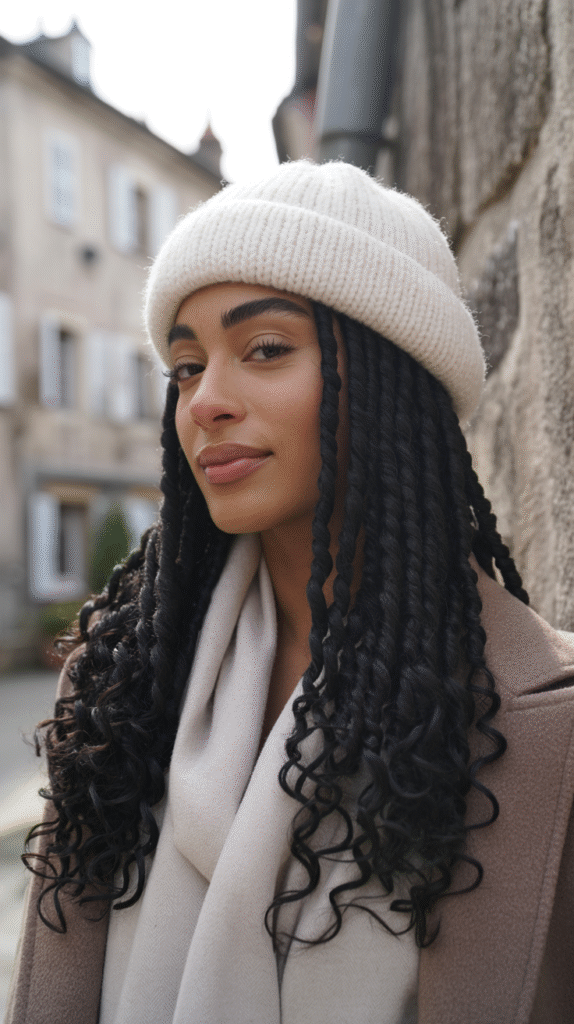 22 Beanie Hairstyles for Black Women 10 Beanie Over Long Havana Twists