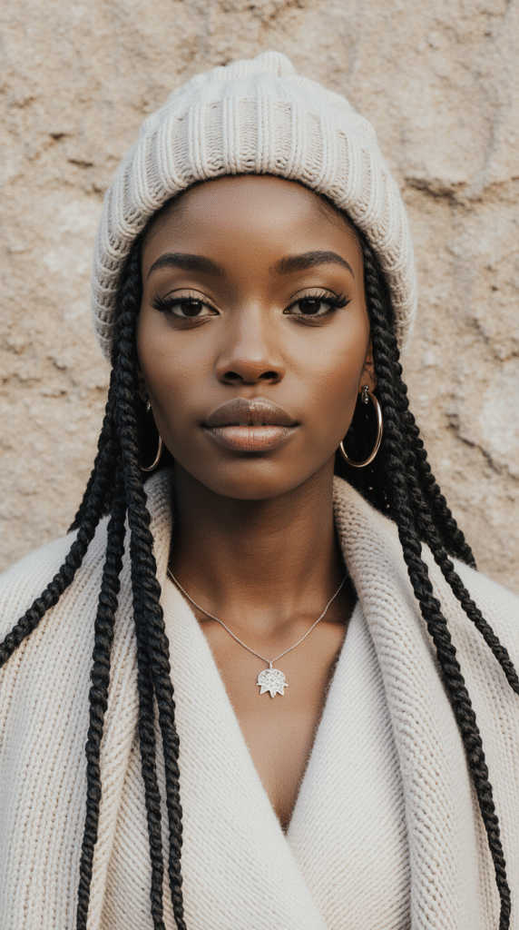22 Beanie Hairstyles for Black Women 16 Beanie Over Medium Marley Twists