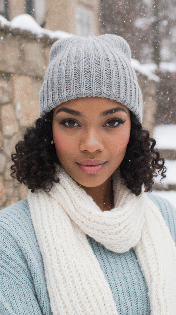 22 Beanie Hairstyles for Black Women 17 Beanie Over Medium Natural Hair with Bangs