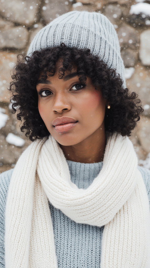 22 Beanie Hairstyles for Black Women 18 Beanie Over Natural Curls
