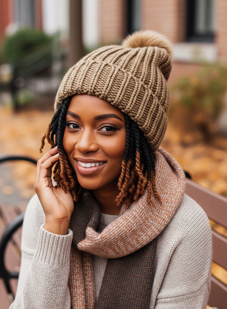 22 Beanie Hairstyles for Black Women 2 Beanie Over Natural Twists 1